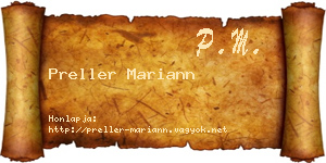 Preller Mariann névjegykártya